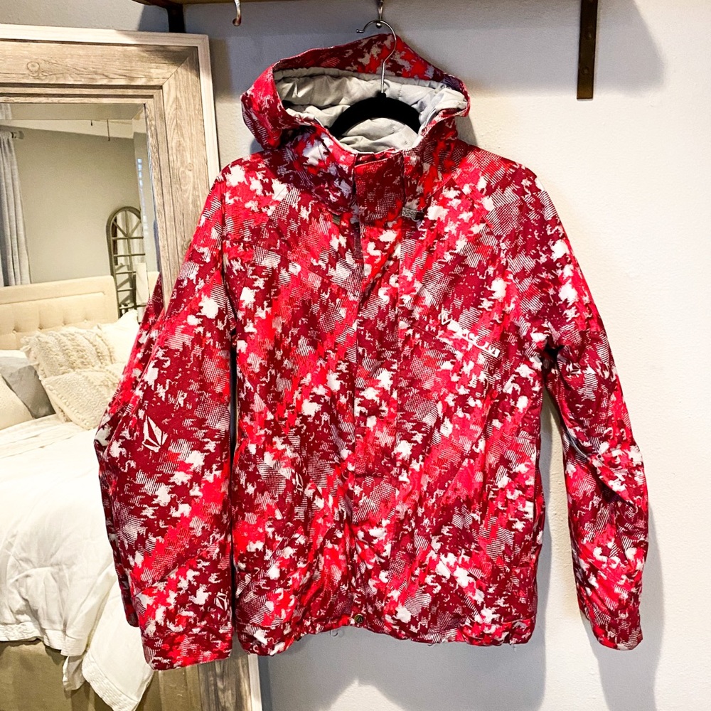 Volcom Red and White Ski Jacket